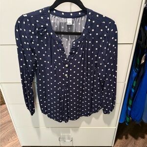 Old Navy Dark Blue Polka Dot Top